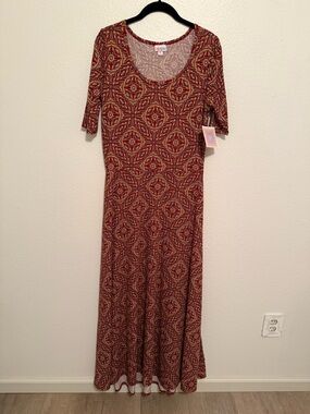 NWT LuLaRoe Ana Maxi Dress in Red Geo Print Size XL